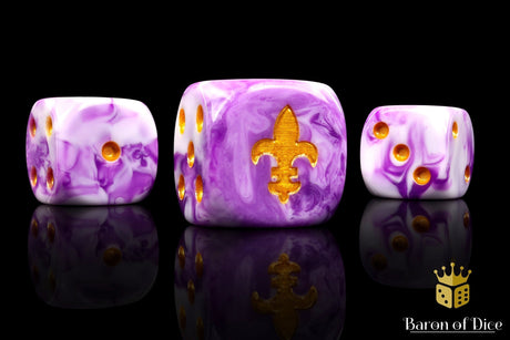 BaronOfDice Dice x25 Dice / Round corner Fleur De Lis 16mm Dice - Purple