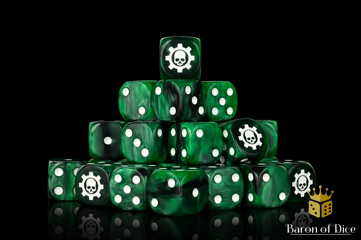 BaronOfDice Dice x25 Dice / Round Corner Green Cog, 16mm Dice