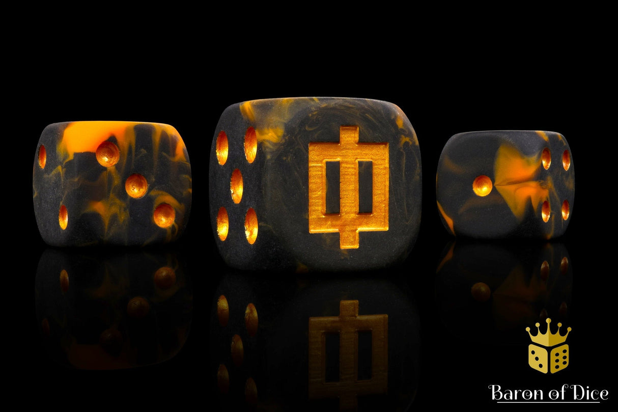 BaronOfDice Dice x25 Dice / Round Corner Lava Rune, 16mm Dice