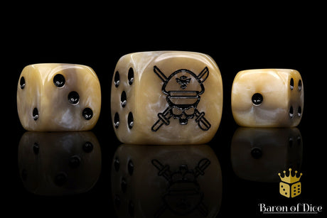 BaronOfDice Dice x25 Dice / Round Corner Military Sergeant, Desert, 16mm Dice