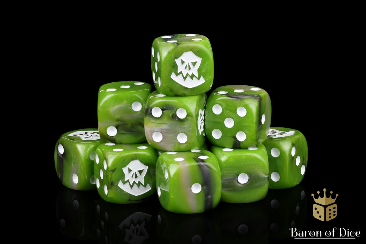 BaronOfDice Dice x25 Dice / Round Corner Orc, OG, White Dice