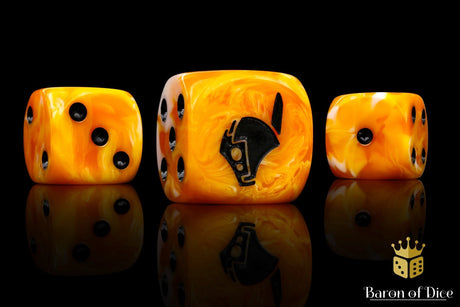 BaronOfDice Dice x25 Dice / Round Corner Robot Helm, Ochre, 16mm Dice