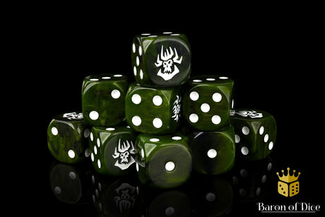 BaronOfDice Dice x25 Dice / Round Corner Swamp Orcs, 16mm Dice