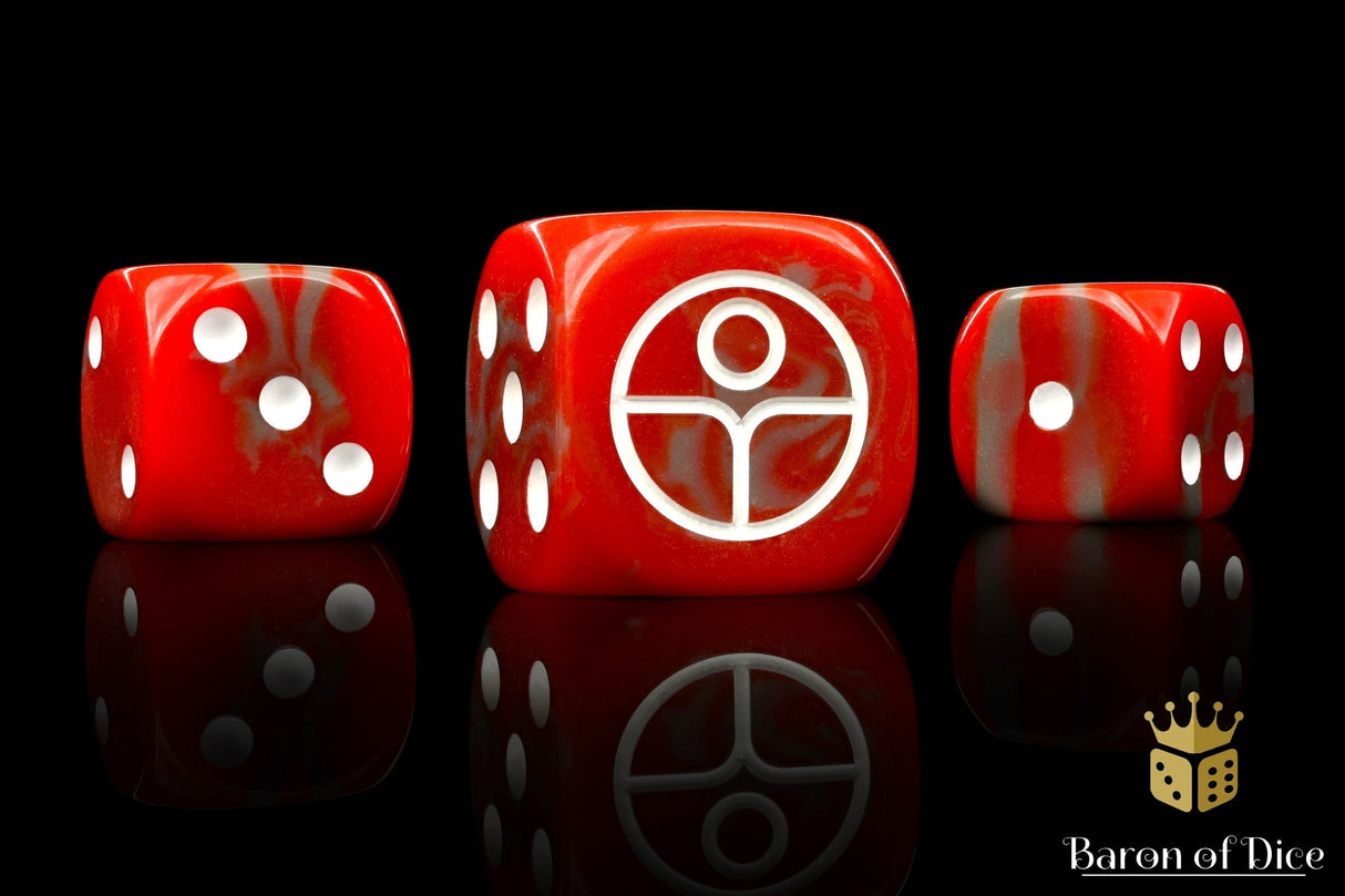 BaronOfDice Dice x25 Dice / Round Corner Universal Peace, Red, 16mm Dice