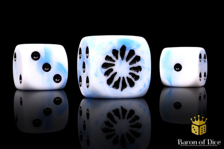 BaronOfDice Dice x25 Dice / Rounded Corner Fanged Maw, White Ice 16mm Dice