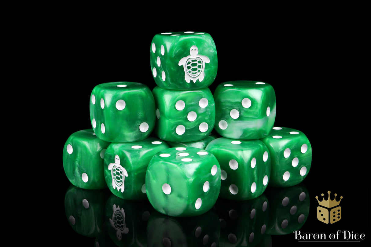 BaronOfDice Dice x25 Dice Sea Turtle 16mm Dice