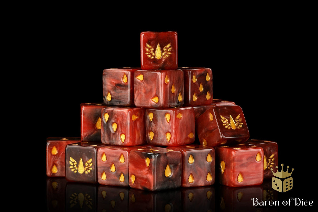 BaronOfDice Dice x25 Dice / Square Corner Blood Soaked Angels, Dice