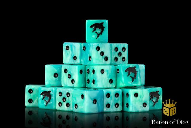 BaronOfDice Dice x25 Dice / Square Corner Carcharodon "Great White Shark" Dice