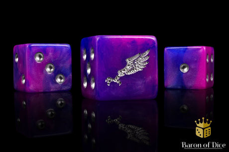 BaronOfDice Dice x25 Dice / Square Corner Children Of Profligacy, Silver Inlay Dice