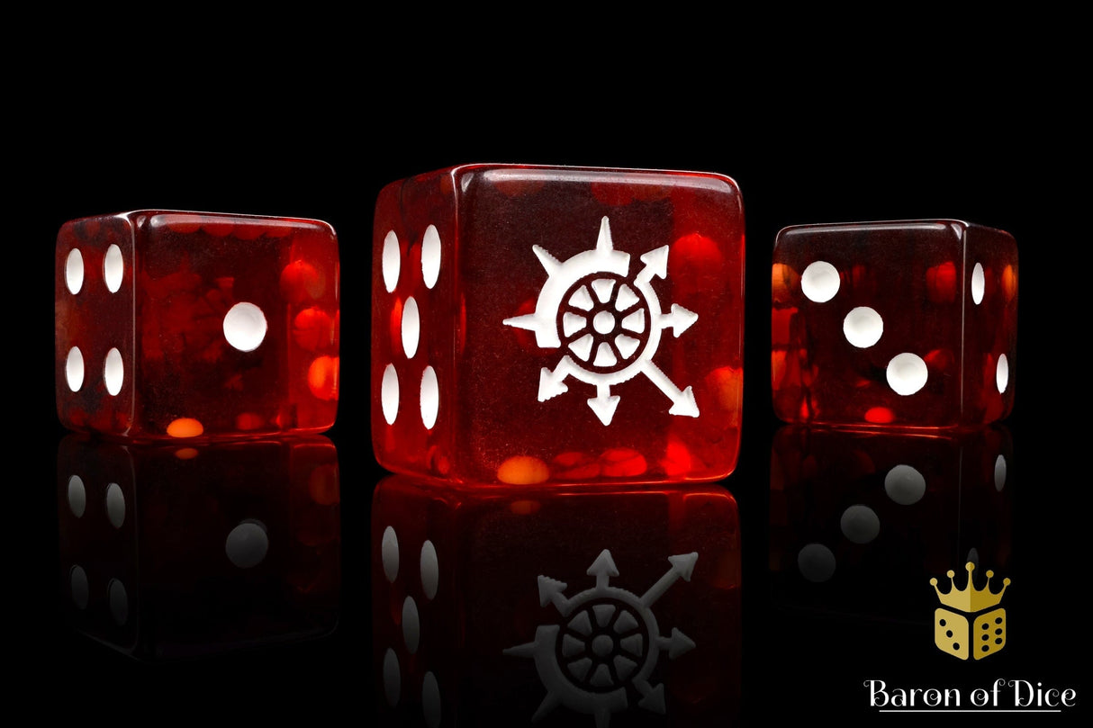 BaronOfDice Dice x25 Dice / Square Corner Cogs of Chaos, Blood Red, 16mm Dice