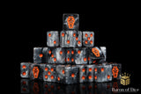 BaronOfDice Dice x25 Dice / Square Corner Day of the Dead, Orange Coffin Dice