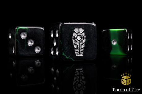 BaronOfDice Dice x25 Dice / Square Corner Day of the Dead, Silver Coffin, Dice