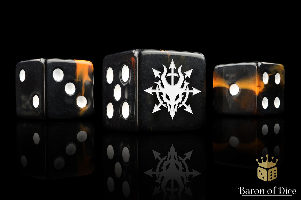 BaronOfDice Dice x25 Dice / Square Corner Devil Dragon, Black Lava, Dice