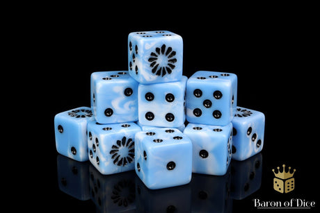 BaronOfDice Dice x25 Dice / Square Corner Fanged Maw, Blue Frost 16mm Dice