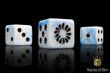 BaronOfDice Dice x25 Dice / Square Corner Fanged Maw, White Ice 16mm Dice