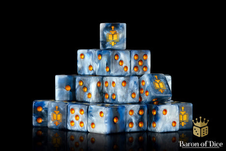 BaronOfDice Dice x25 Dice / Square Corner Golden Tome, 16mm Dice