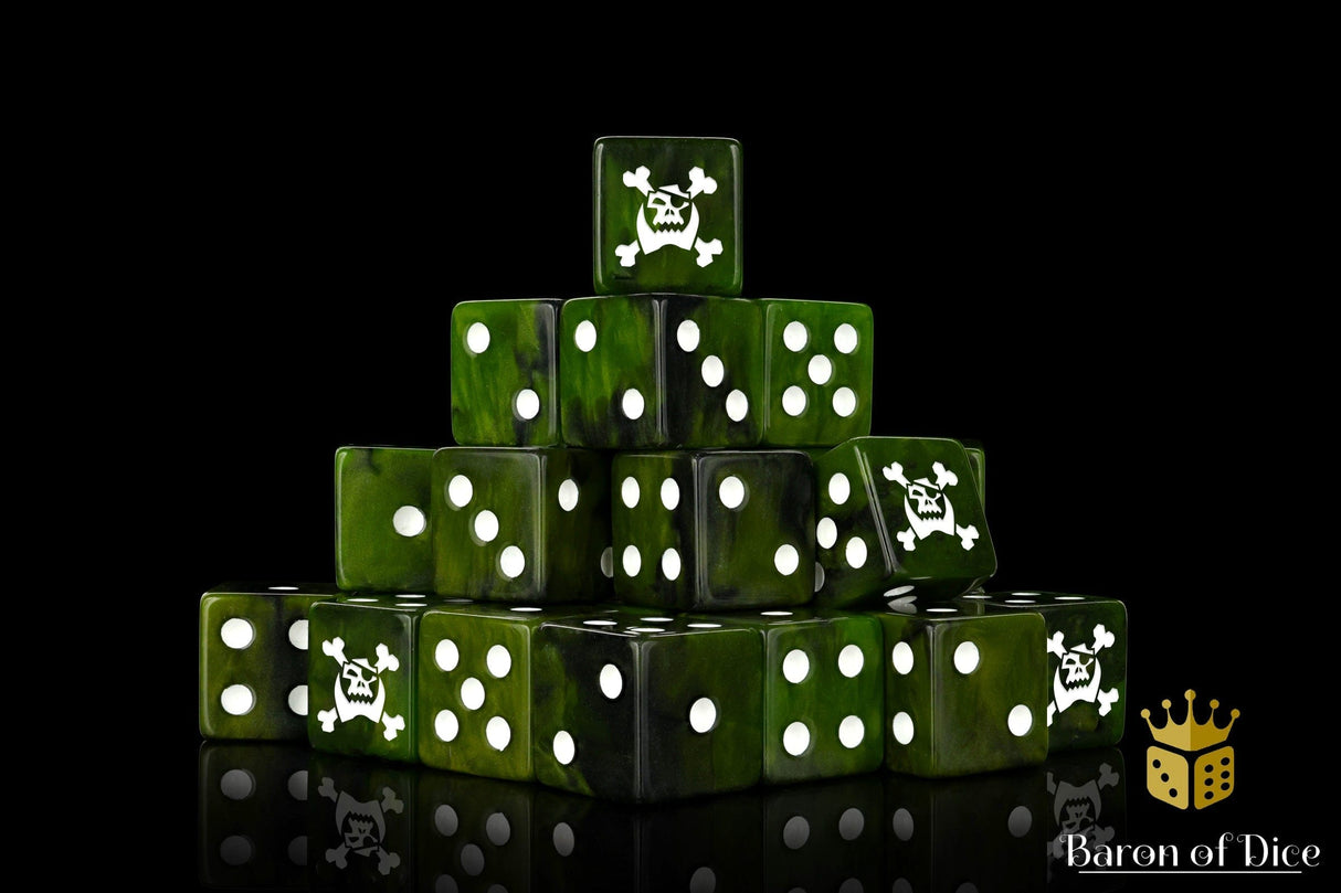 BaronOfDice Dice x25 Dice / Square Corner Jolly Orc, 16mm Dice