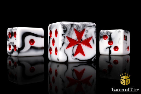 BaronOfDice Dice x25 Dice / Square Corner Knight Templar, Red, Dice