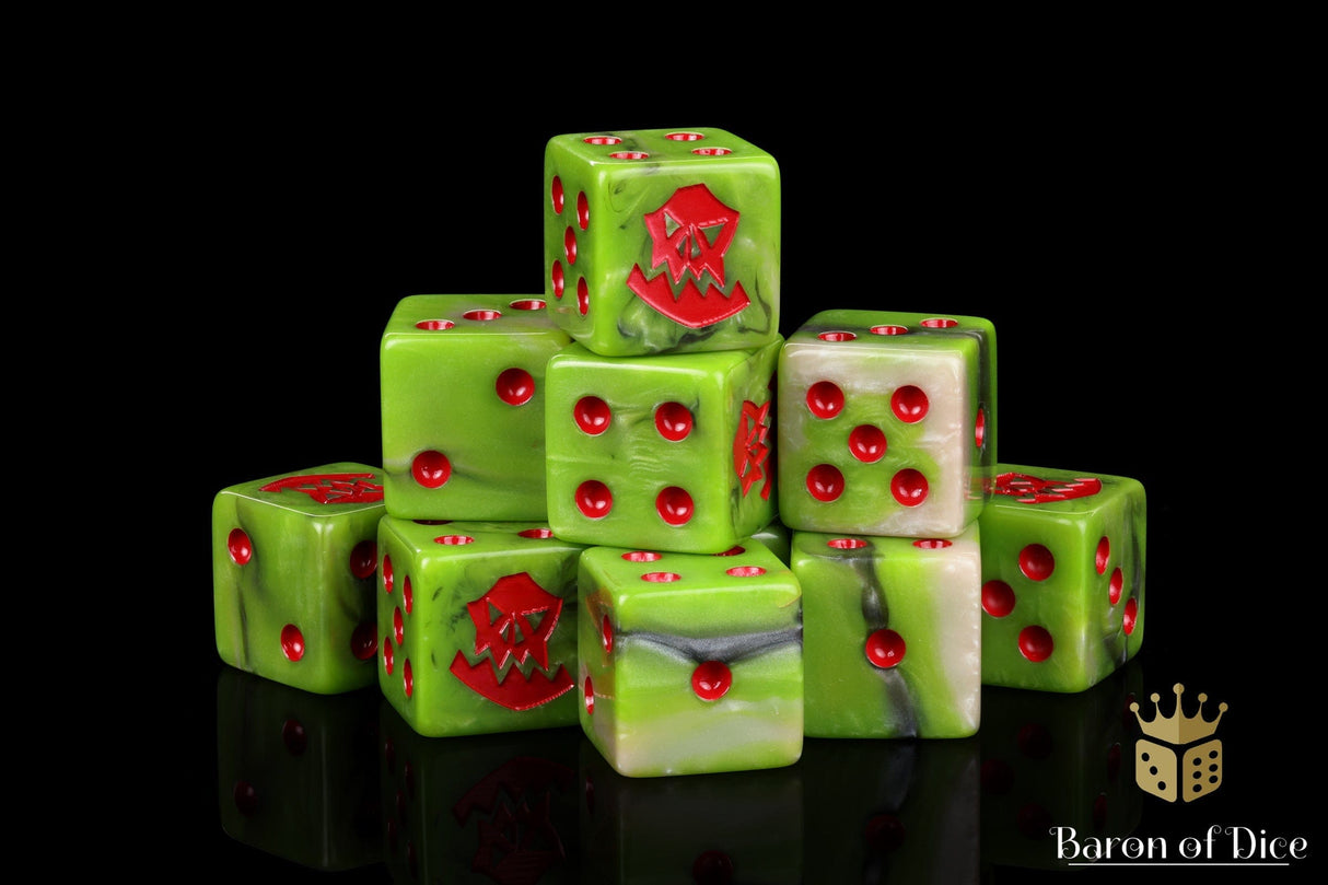 BaronOfDice Dice x25 Dice / Square Corner Orc, OG, Red Dice