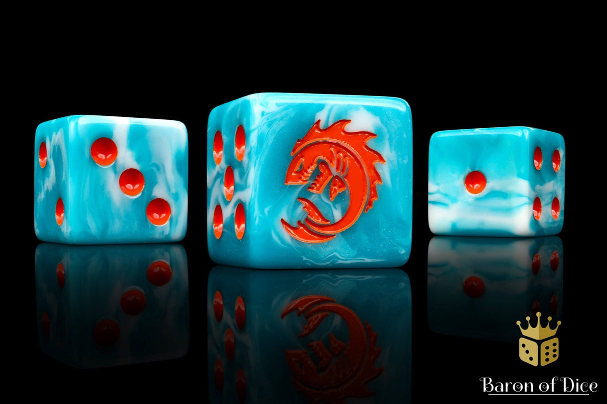 BaronOfDice Dice x25 Dice / Square Corner Sea Monsters, Orange, Dice