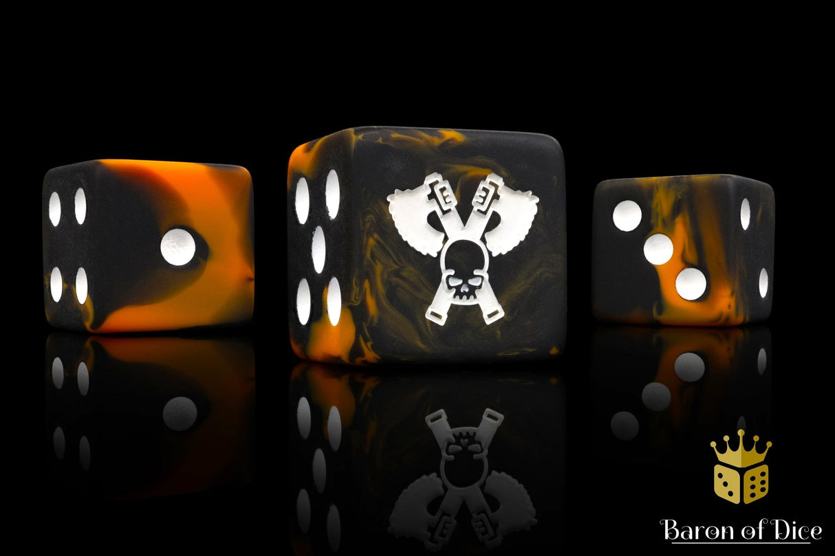 BaronOfDice Dice x25 Dice / Square Corner Skull Grinders, Black Lava, Dice