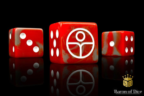 BaronOfDice Dice x25 Dice / Square Corner Universal Peace, Red, 16mm Dice