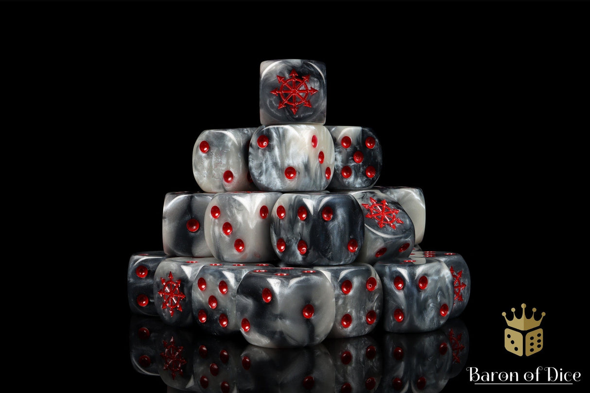 BaronOfDice Dice x50 Dice / Round Corner Chaos Demon, Red Star, Dice