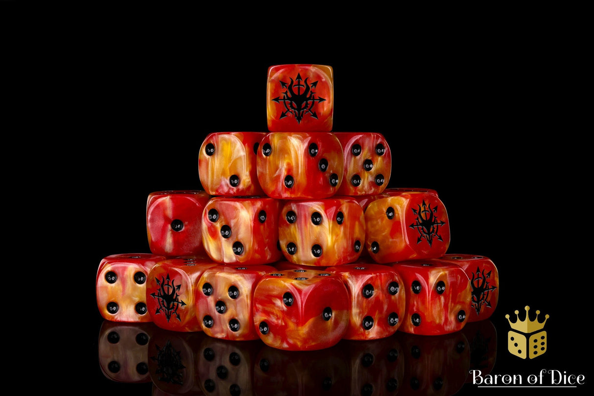 BaronOfDice Dice x50 Dice / Round Corner Devil Dragon, Fiery Hell, Dice