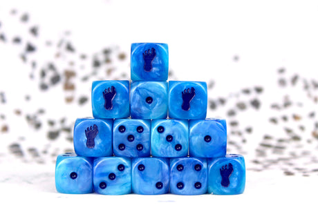 BaronOfDice Dice x50 Dice / Round Corner Giant Footprint, Blue Frost, Dice