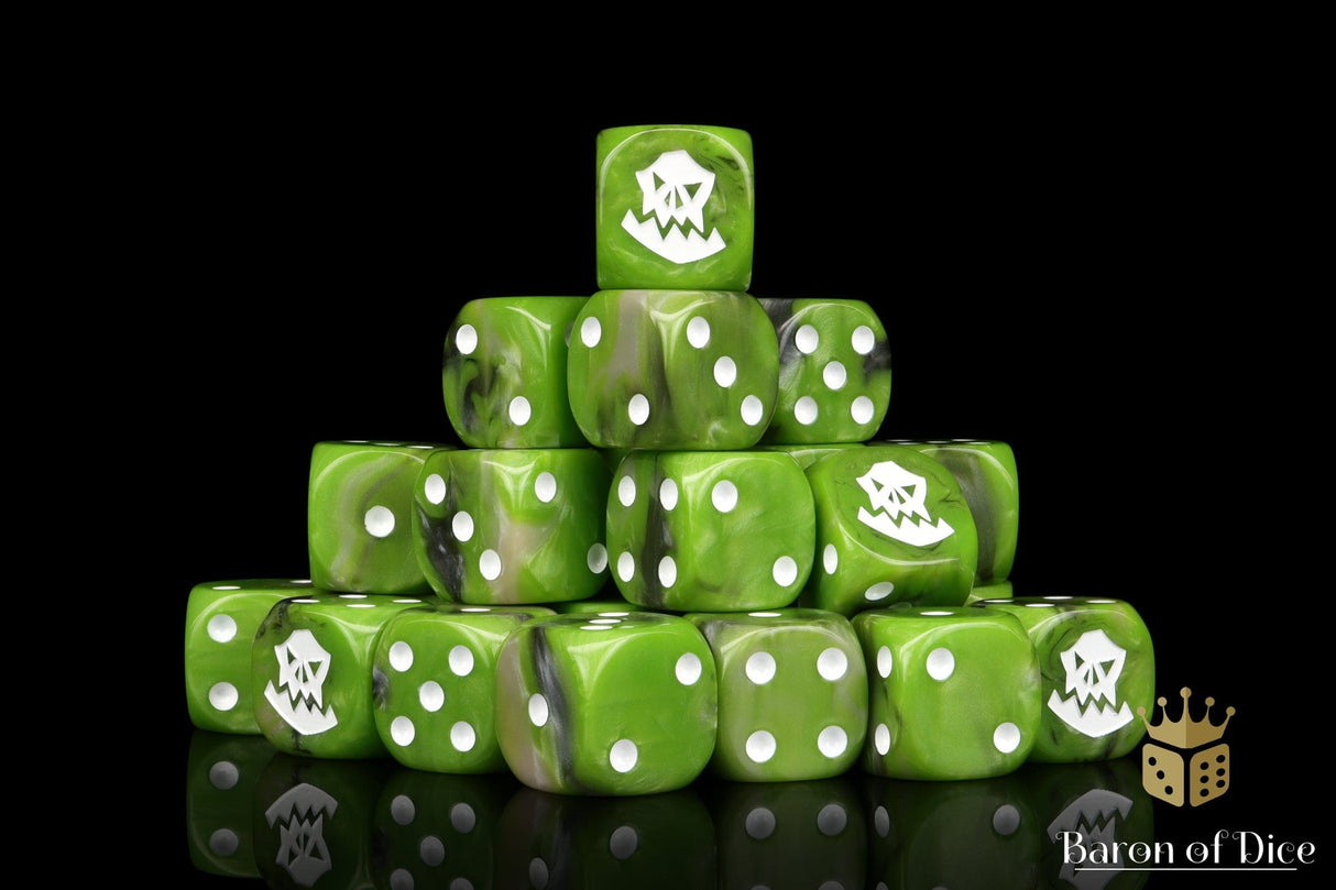 BaronOfDice Dice x50 Dice / Round Corner Orc, OG, White Dice