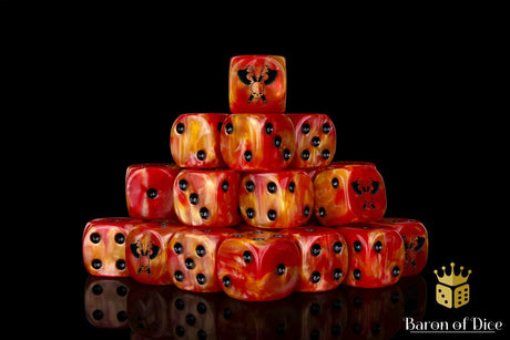 BaronOfDice Dice x50 Dice / Round Corner Skull Grinders, Fiery Hell, Dice