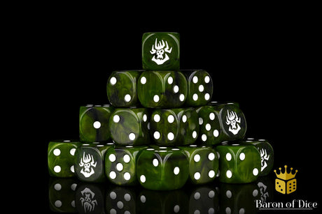 BaronOfDice Dice x50 Dice / Round Corner Swamp Orcs, 16mm Dice