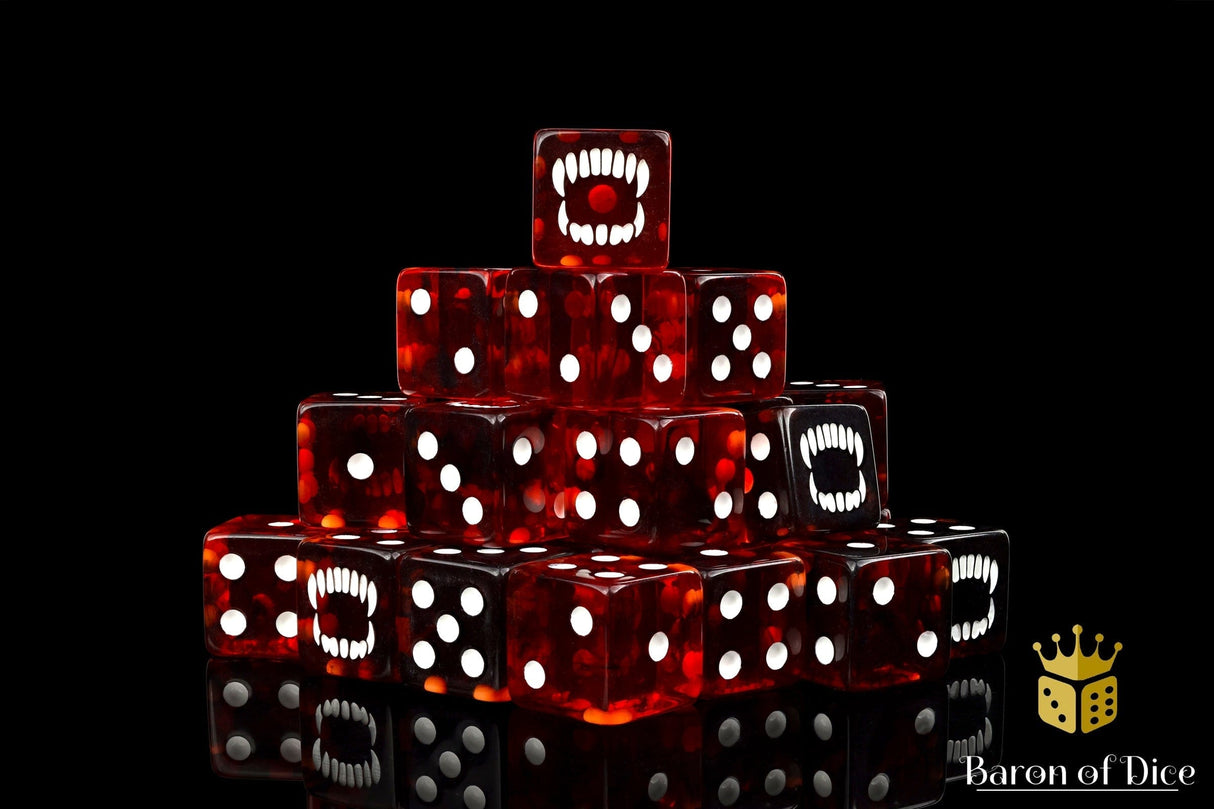 BaronOfDice Dice x50 Dice / Square Corner Bloody Bite 16mm Dice