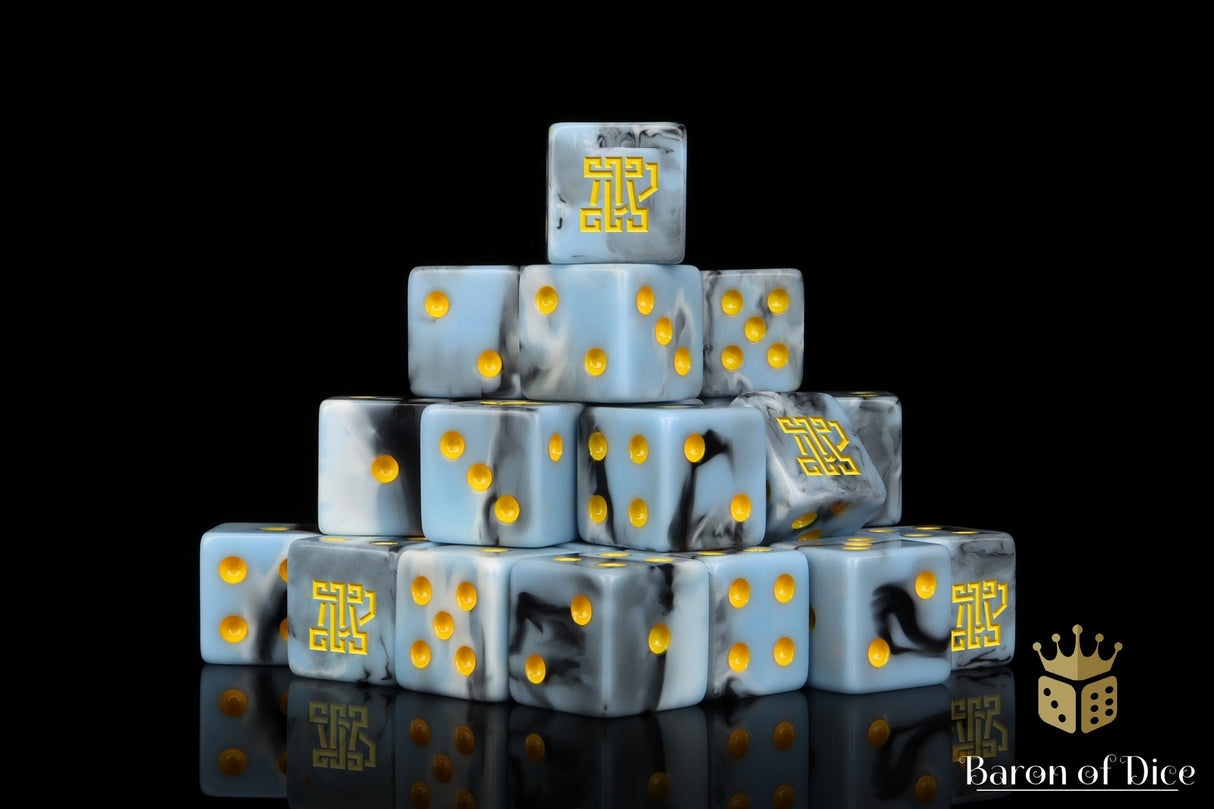 BaronOfDice Dice x50 Dice / Square Corner Clan McFlaggon, Ice Blue, Dice