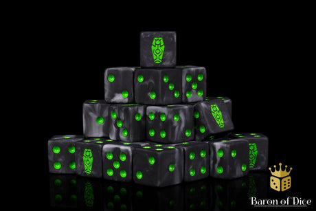 BaronOfDice Dice x50 Dice / Square Corner Day of The Dead, Green Coffin, Dice