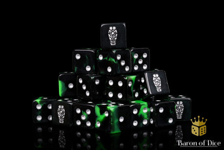 BaronOfDice Dice x50 Dice / Square Corner Day of the Dead, Silver Coffin, Dice