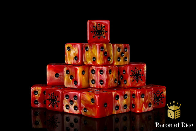 BaronOfDice Dice x50 Dice / Square Corner Devil Dragon, Fiery Hell, Dice