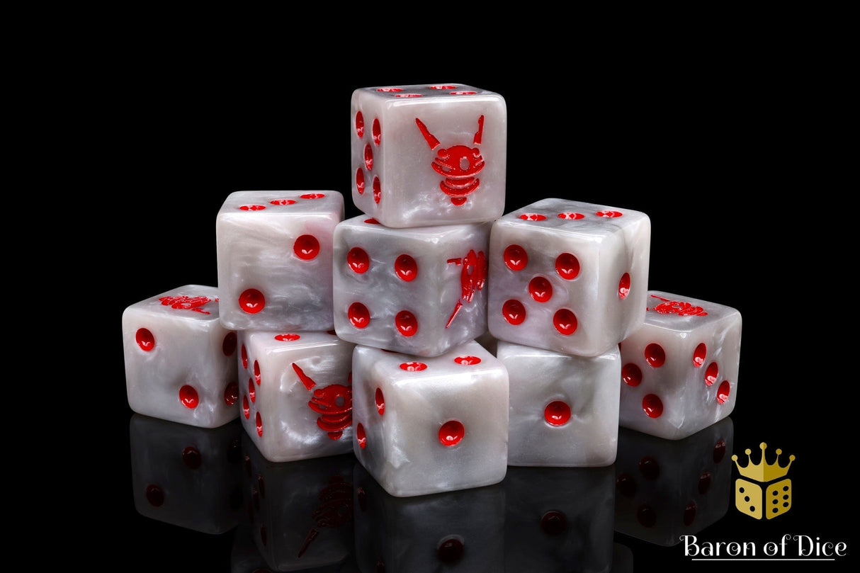 BaronOfDice Dice x50 Dice / Square Corner Drone, White 16mm Dice