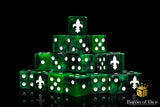 BaronOfDice Dice x50 Dice / Square Corner Fleur De Lis Green 16mm Dice