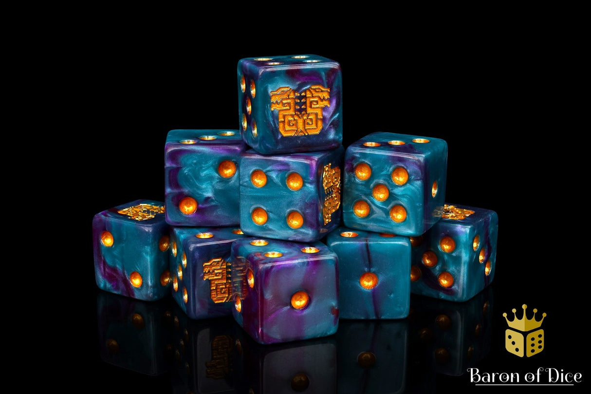 BaronOfDice Dice x50 Dice / Square Corner Mayan Lizard, Dice