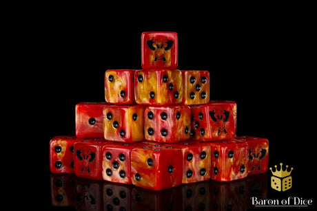 BaronOfDice Dice x50 Dice / Square Corner Skull Grinders, Fiery Hell, Dice