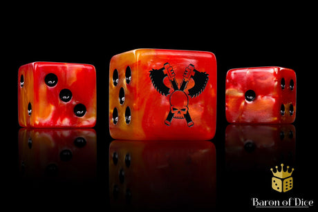 BaronOfDice Dice x8 Dice (Blessing Of Blood) / Square Corner Skull Grinders, Fiery Hell, Dice