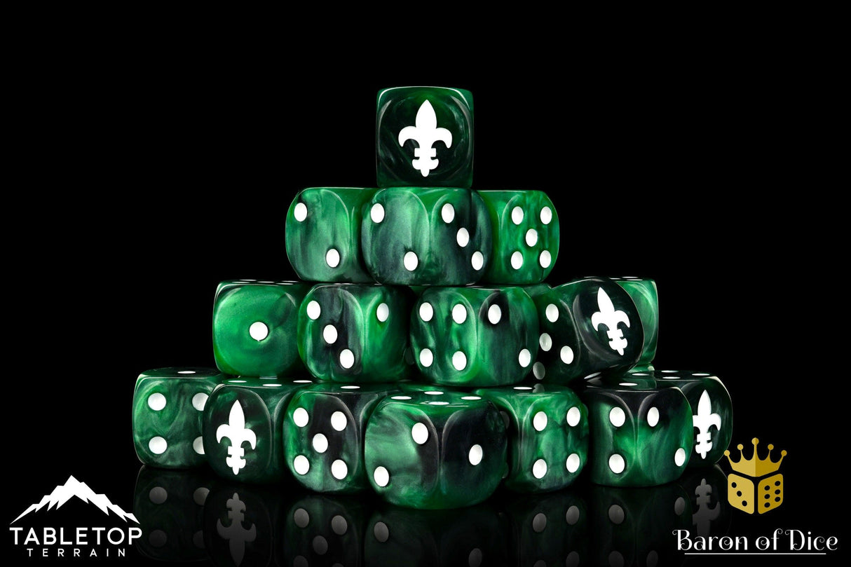 BaronOfDice Fleur De Lis Green 16mm Dice