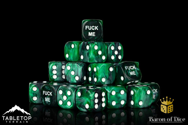 BaronOfDice Fuck Me, Green, 16mm Dice