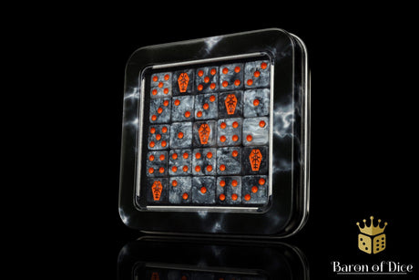 BaronOfDice x25 Dice / 12mm Mini Day of the Dead, Orange Coffin Dice