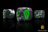 BaronOfDice x25 Dice / Round Corner Day of The Dead, Green Coffin, Dice