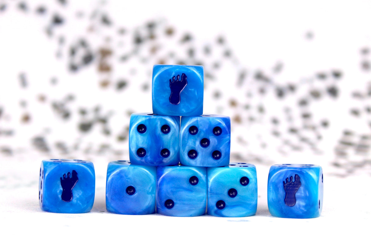 BaronOfDice x25 Dice / Round Corner Giant Footprint, Blue Frost, Dice