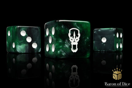 BaronOfDice x25 Dice / Square Corner / 12mm Mini Tainted Knight, Green, Dice