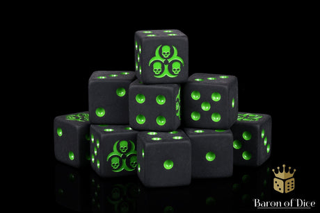 BaronOfDice x25 Dice / Square Corner / 16mm - Standard Black Plague, Dice