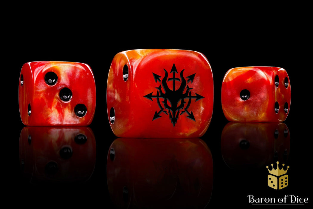 BaronOfDice x8 Dice (Blessing Of Blood) / Round Corner Devil Dragon, Fiery Hell, Dice